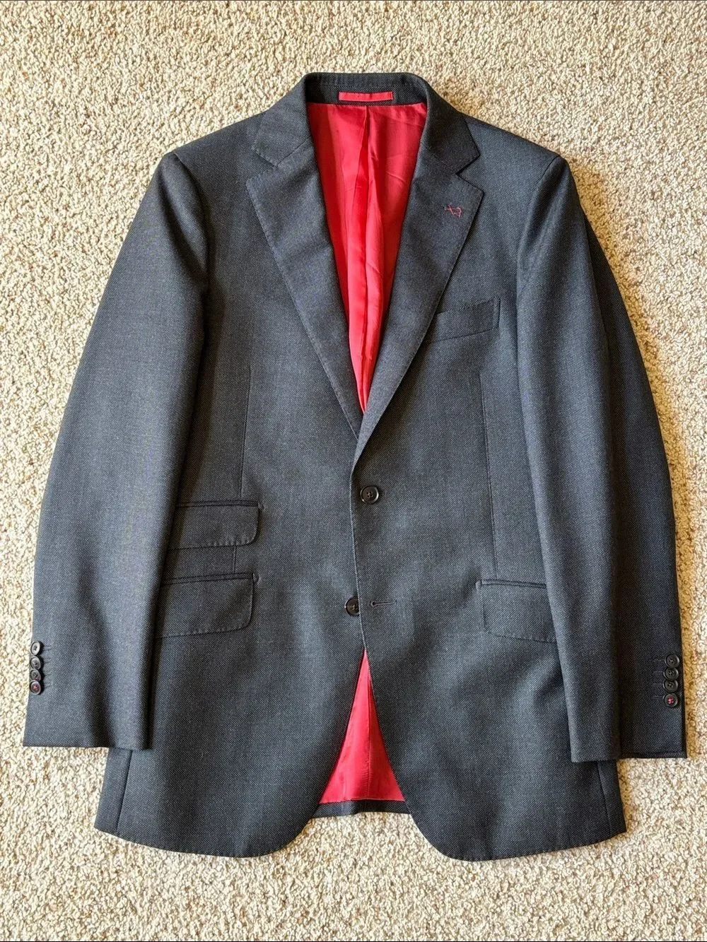 SuitSupply Men’s Gray Birdseye Wool 2 Btn Blazer Sport Coat Jacket Eu 46 US 36